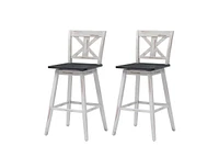 Slickblue Set of 2 Wood Modern Kitchen Dining Bar Stools with Farmhouse Swivel Seat