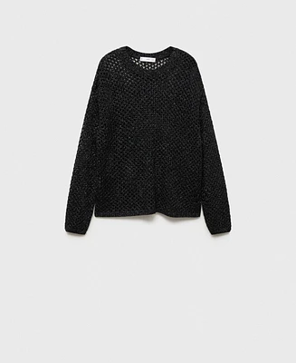 Mango Women's Lurex Openwork Knit Sweater