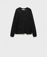 Mango Women's Lurex Openwork Knit Sweater