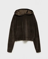 Mango Women's Corduroy Hooded Sweatshirt