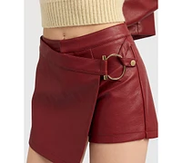 En Saison Women's Campbell Faux-Leather Skort