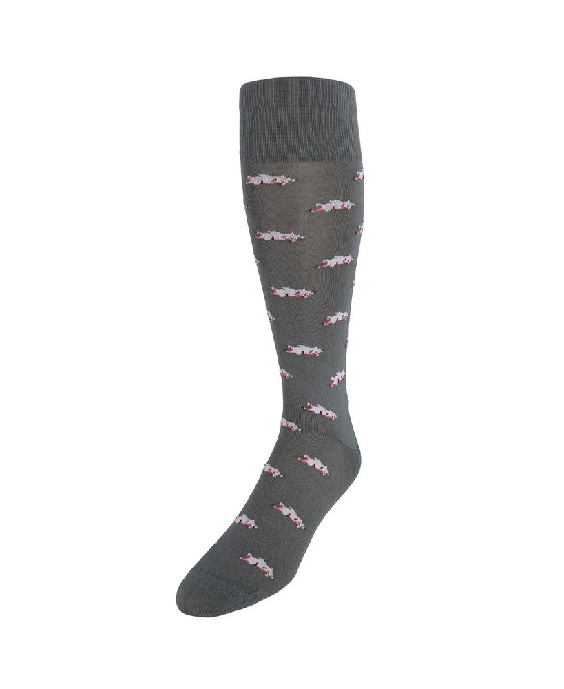 Trafalgar Men's Penelope's Flying Pigs Over The Calf Mercerized Cotton Novelty Socks (1 Pair)