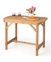 Gouun Outdoor Fir Wood Dining Table with 1.5 Inch Umbrella Hole