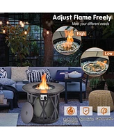 Gouun 32 Inch 30000BTU Fire Pit Table with Fire Glasses and Pvc Cover