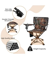 Gouun 360° Swivel Hunting Chair Portable Foldable Hunting Chair with Mesh Cup Holder and Storage Pockets-Camouflage