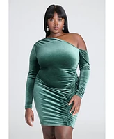 Eloquii Plus Shirred Velvet Mini Dress