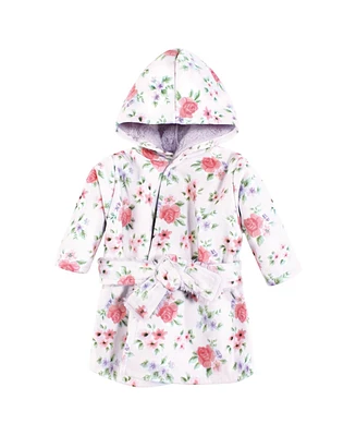 Hudson Baby Girls Mink with Faux Fur Lining Pool and Beach Robe Cover-ups, Vintage Floral, 0-6 Months