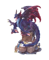 Fc Design "2-pc Gift Set" 4"H Three-Headed Purple Dragon Guarding Treasure Figurine Statue Ornament Home Room Office Decor and Perfect Gift Ideas for