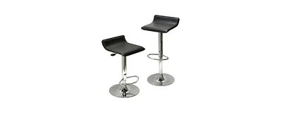 Slickblue Set of 2 Modern Air-Lift Adjustable Bar Stools with Black Seat