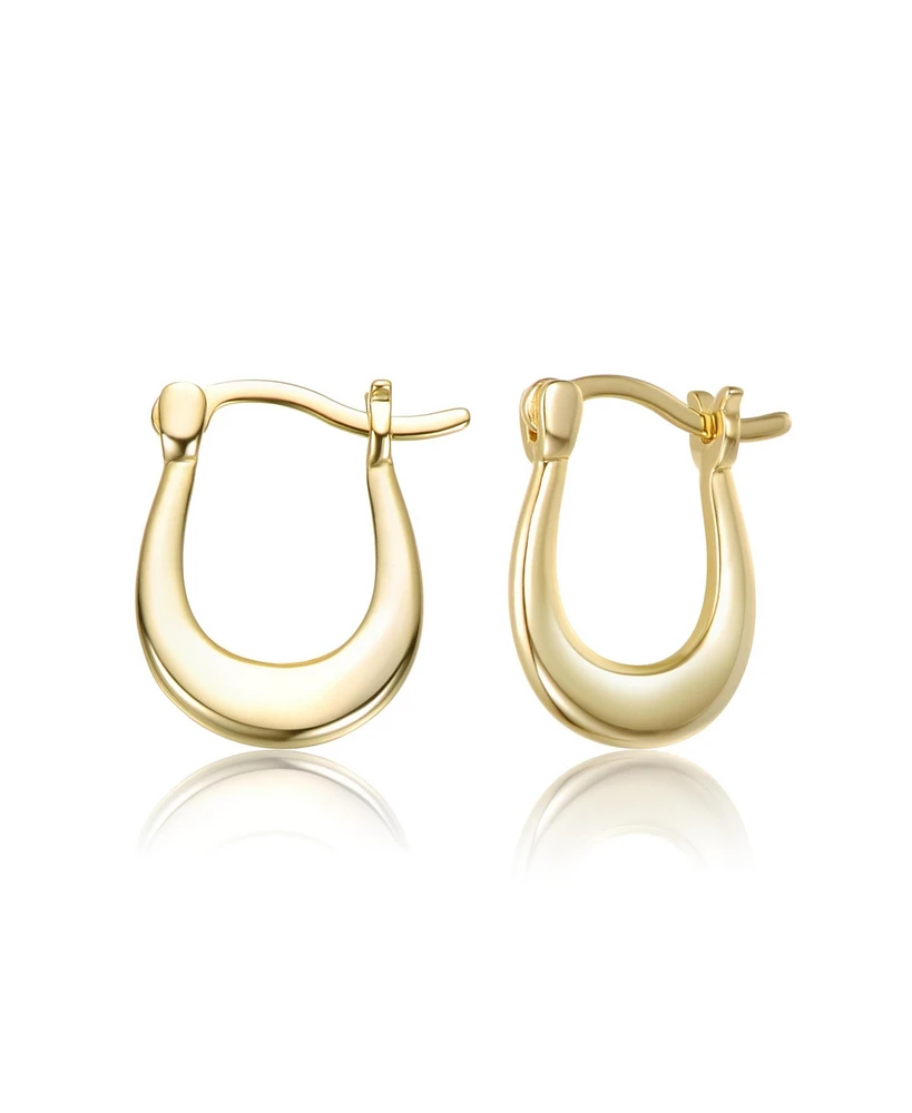 Sterling Silver 14K Gold Plated Saddleback Hoop Earrings