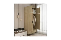 Slickblue Modern 2-Door Armoire Wardrobe Cabinet with Hanging Rail