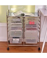 Gouun 12 Storage Drawer Organizer Bins Rolling Cart
