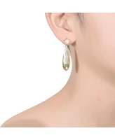 Genevive Sterling Silver 14K Gold Plated with Genuine Freshwater Drop Pearl Modern Earrings