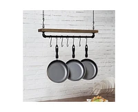 Slickblue Farm Home Rustic Industrial 8 S-Hooks Ceiling Mounted Hanging Pot Rack