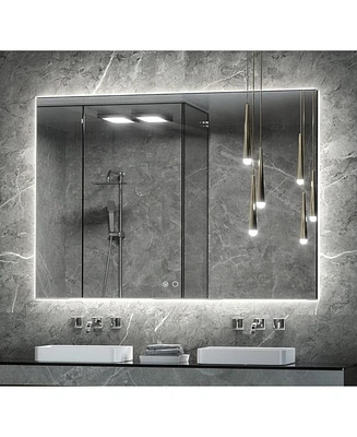 keonjinn Led Backlit Frameless Lighted Bathroom Wall Mirror Vanity Mirror Brightness Adjust