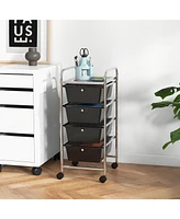 Gouun 4-Drawer Rolling Storage Cart with Plastic Drawers and Metal Frame