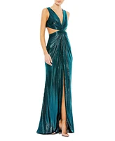 Mac Duggal Women's Metallic Cut Out Gown