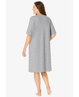 Dreams & Co. Plus Satin Trim Cotton Sleepshirt