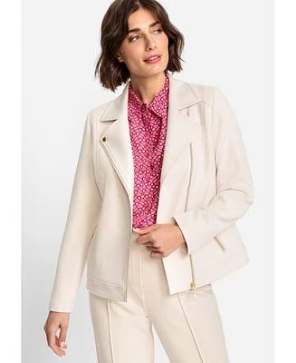 Olsen Women's Long Sleeve Jersey Knit Biker Style Blazer