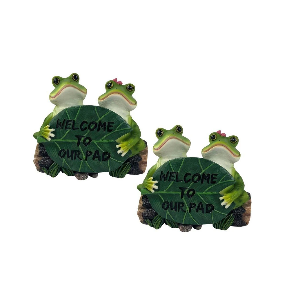 Fc Design "2-pc Gift Set" 7"W Frog Couple with Welcome to Our Pad Leaf Figurine Statue Ornament Home Room Office Decor and Perfect Gift Ideas for Hous