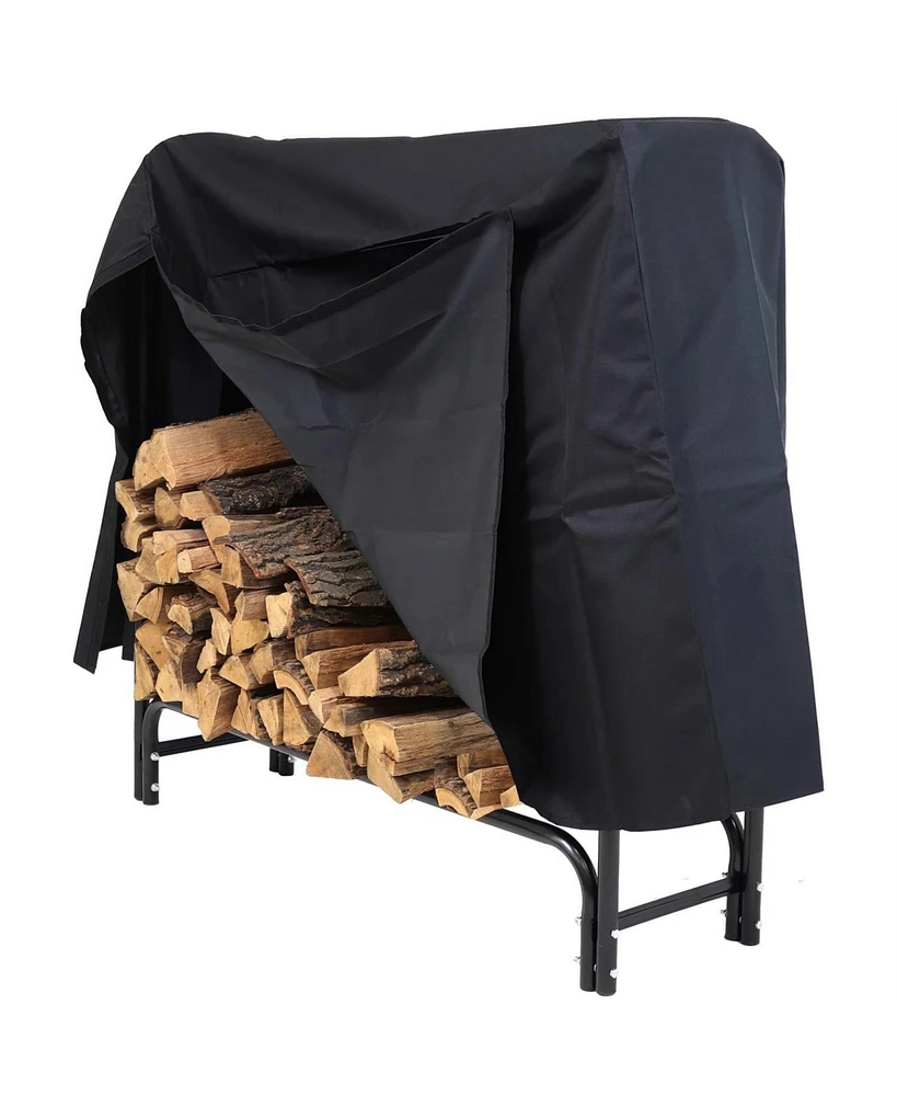 Slickblue Indoor/Outdoor Firewood Holder Log Rack with Cover for Weather Protection and Storage