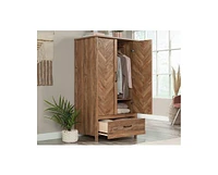 Slickblue Farmhouse 1-Drawer Wardrobe Armoire with Garment Rod for Rustic Storage and Bedroom Organization