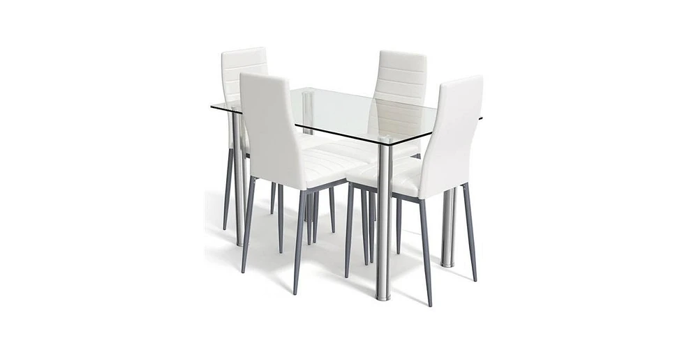 Slickblue Modern 5-Piece Dining Set with Table and Chairs for Contemporary Dining Rooms