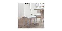 Slickblue Set of 4 Modern High Back Brown Pvc Leather Dining Chairs with Metal Legs