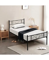 Gouun Twin Xl Metal Bed Frame with Heart-shaped Headboard