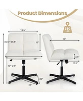 Gouun Office Armless Chair Cross Legged with Imitation Lamb Fleece and Adjustable Height