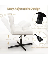 Gouun Office Armless Chair Cross Legged with Imitation Lamb Fleece and Adjustable Height