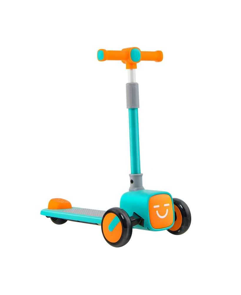 Kuyotq Folding Adjustable Kids Toy Scooter with Led Flashing Wheels Horn 4 Emoji Covers