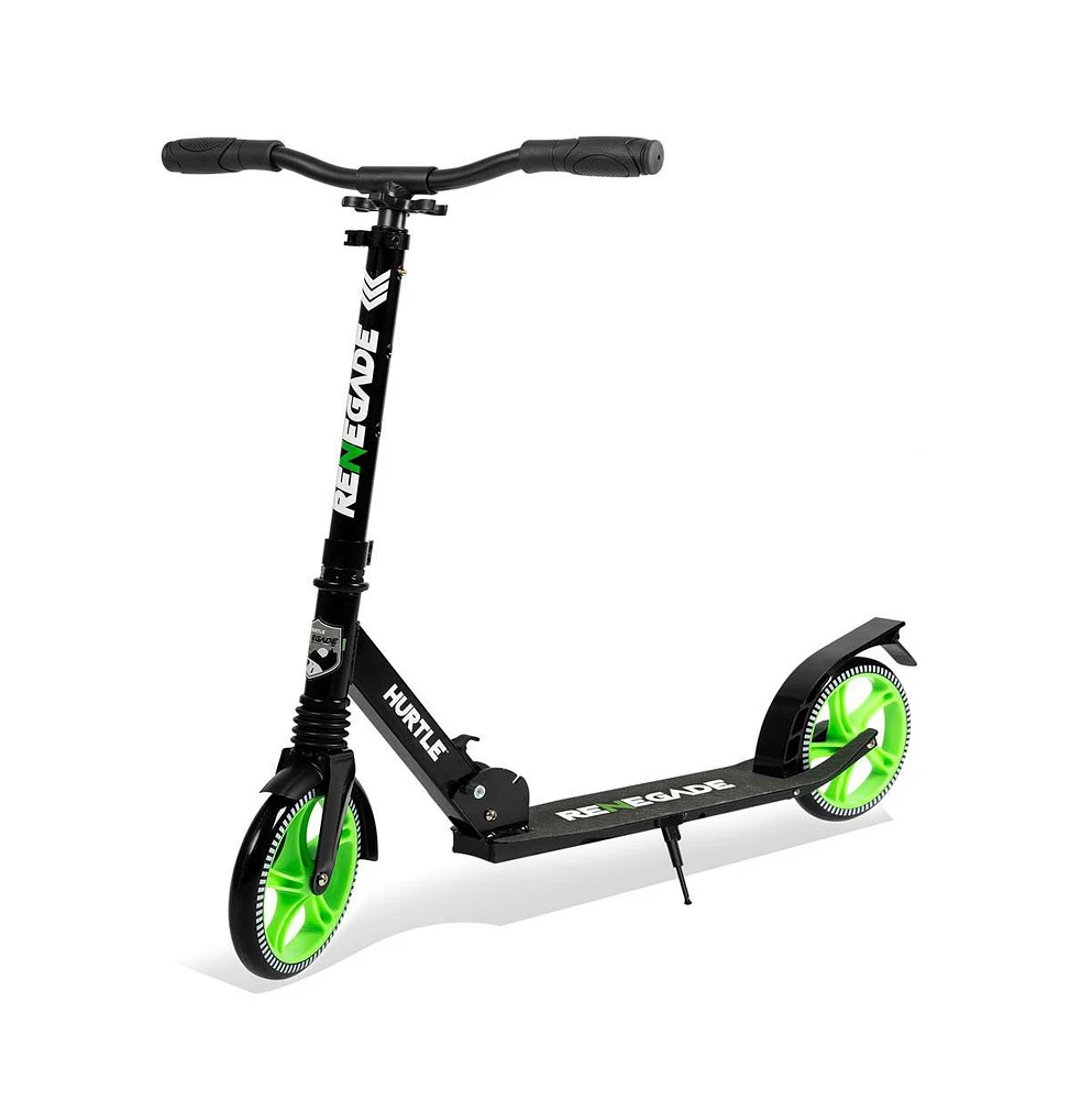 Hurtle Foldable Kick Scooter With Adjustable Handlebar - Green