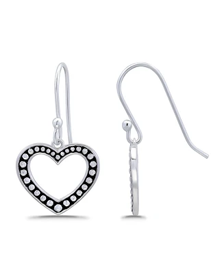 Macy's Oxidized Beaded Open-Heart Fishhook Earrings