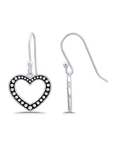 Macy's Oxidized Beaded Open-Heart Fishhook Earrings