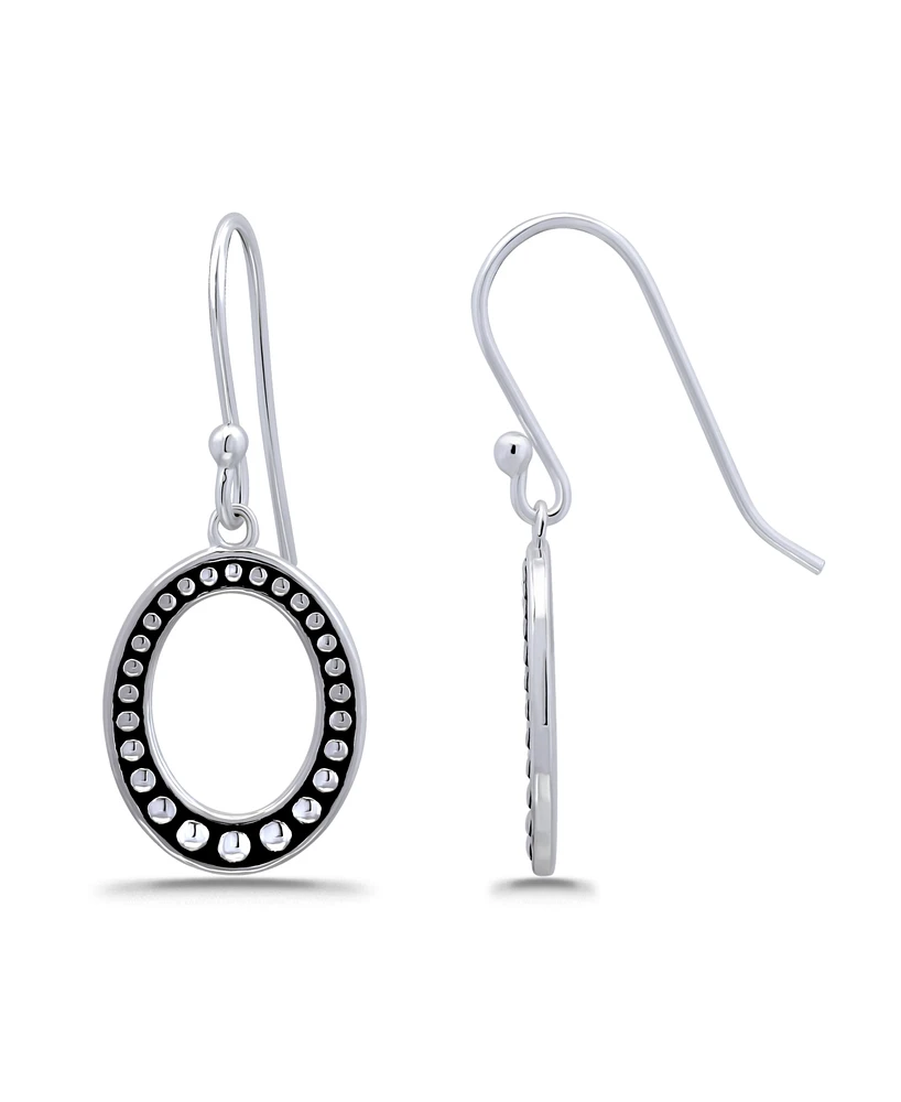 Macy's Oxidized Beaded Oval Fishhook Earrings