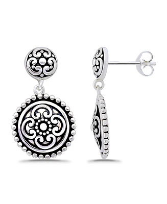 Macy's Oxidized Round Celtic Style Post Drop Earrings