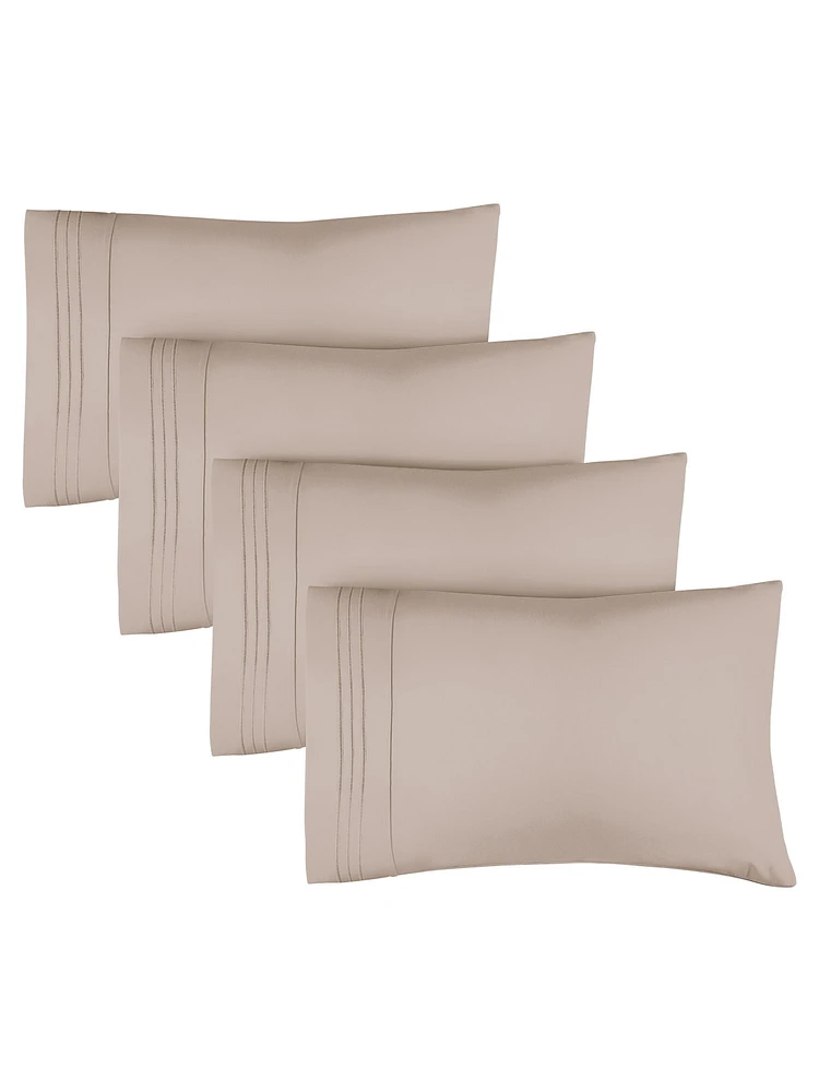 Pillowcase Set of 4 Soft Double Brushed Microfiber