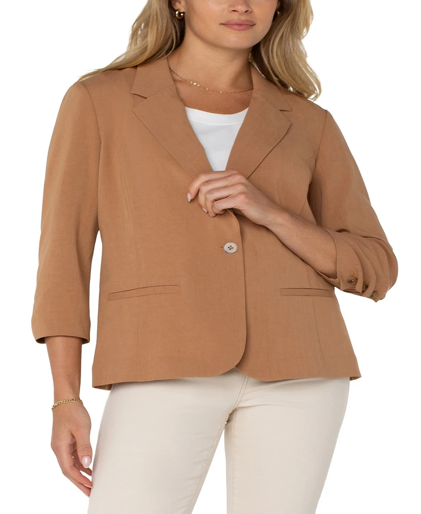 Liverpool Los Angeles Women's Fitted Blazer with Ruched Sleeves