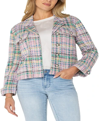 Liverpool Los Angeles Women's Button Front Boxy Plaid Shacket