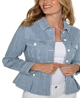 Liverpool Los Angeles Women's faux Button Collared Peplum Jacket