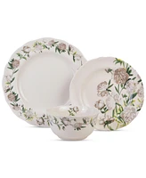 222 Fifth Luxe Peony Neutral Porcelain 12 Pc. Dinnerware Set, Service for 4