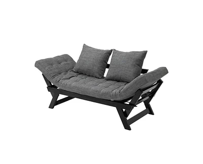 Slickblue 3 1 Convertible Sofa Chaise Lounger Bed with 2 Large Pillows