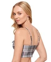 Salt + Cove Juniors' Plaid Tie-Front Tankini Top, Exclusively at Macy's