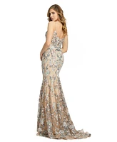 Mac Duggal Embroidered Spaghetti Strap Trumpet Gown