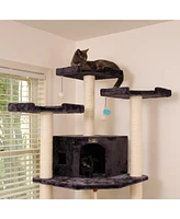 82 Inches Multi-Level Big Cat Tree. Tall Multi-Cats Tower with 2 Big Cat Condos A8202
