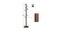 Slickblue Adjustable Height Mid-Century Modern Style Coat Rack in Wood Finish