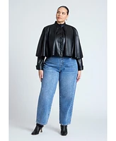 Eloquii Plus Size Faux Leather Cape Jacket