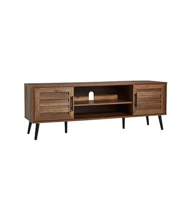 Slickblue Modern Rustic Wood Finish Tv Stand with Mid-Century Legs for Flat-Screen Tv and Storage