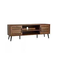 Slickblue Modern Rustic Wood Finish Tv Stand with Mid-Century Legs for Flat-Screen Tv and Storage